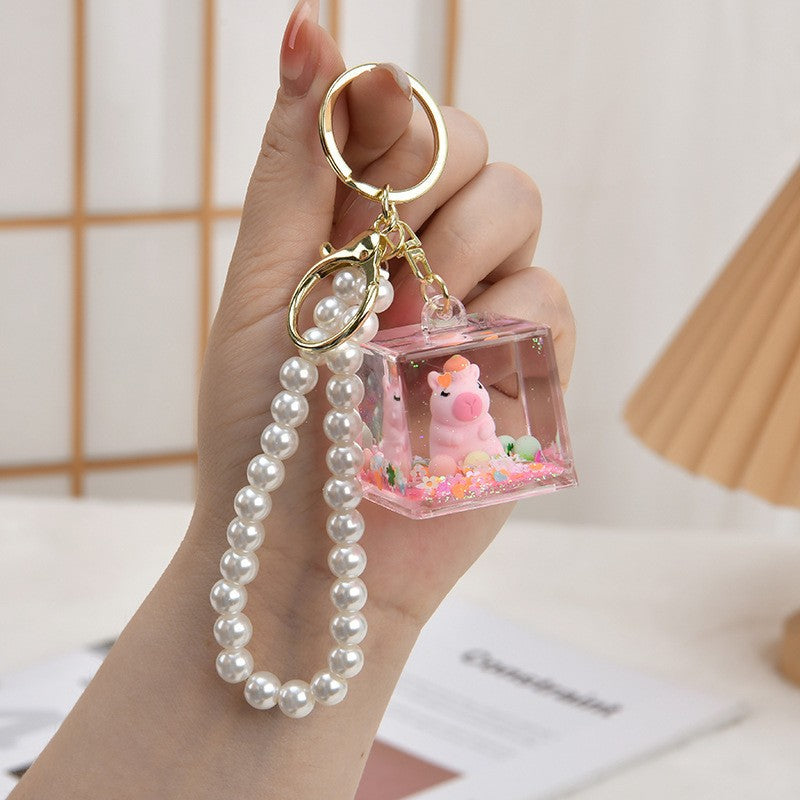 Wholesale Acrylic Creative Capybara Sand Bottle Keychain