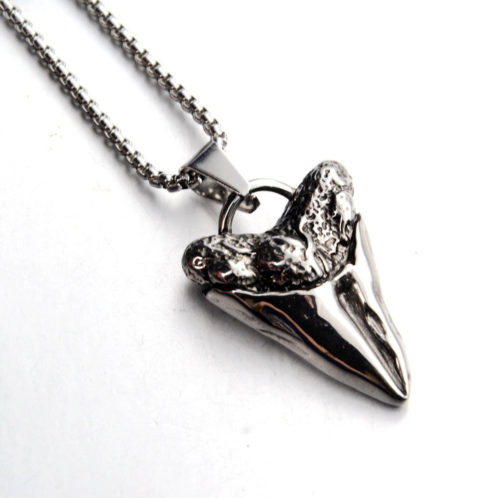 Wholesale Titanium Steel Shark Tooth Pendant Necklace Light Luxury Hip Hop Style Unisex Casual Jewelry For Everyday Wear Gift And Boutique Resale