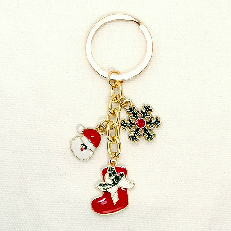 Wholesale Christmas Santa Claus Elk Snowman Alloy Keychain