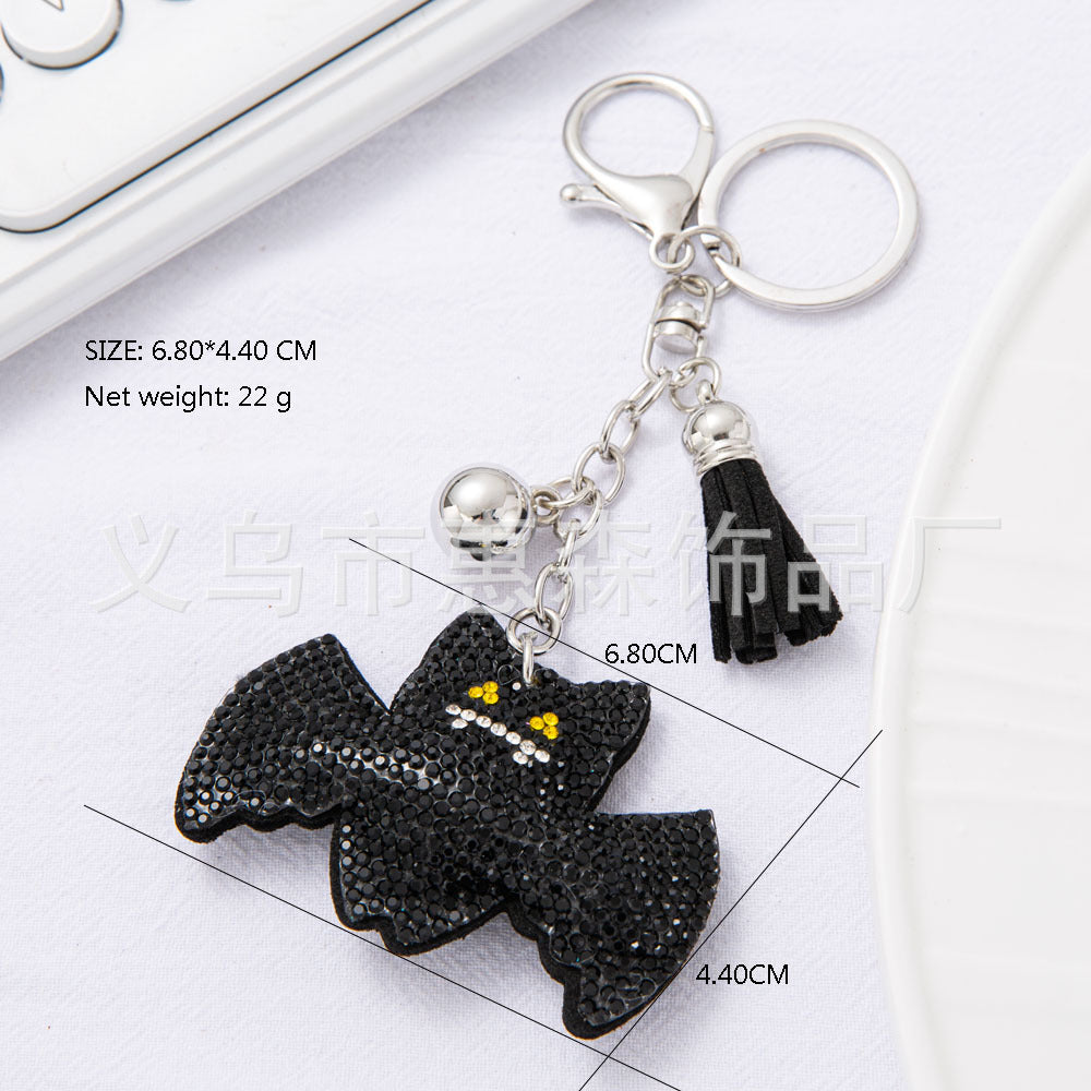 Wholesale 4pcs  Diamond studded bat Rhinestone Keychain