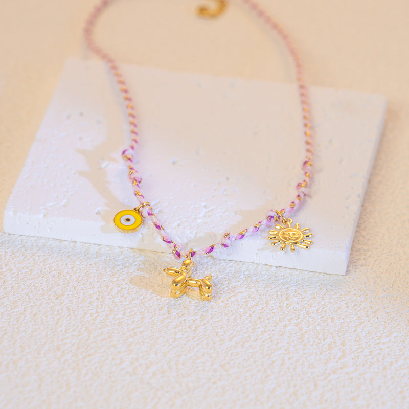 Wholesale Braided Necklace Luxury Multi-Pendant Niche stainless Steel Necklace