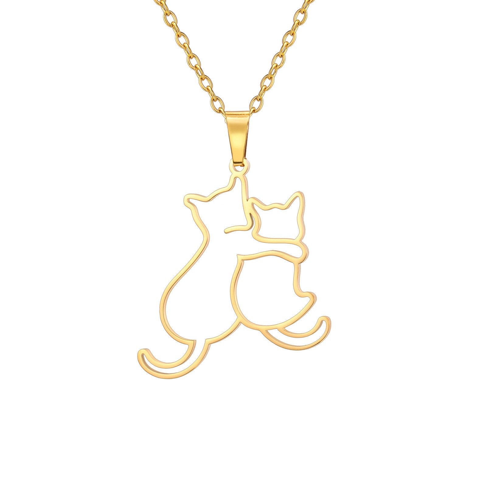 Wholesale Cute Fashion Kitten 304 Stainless Steel Necklace