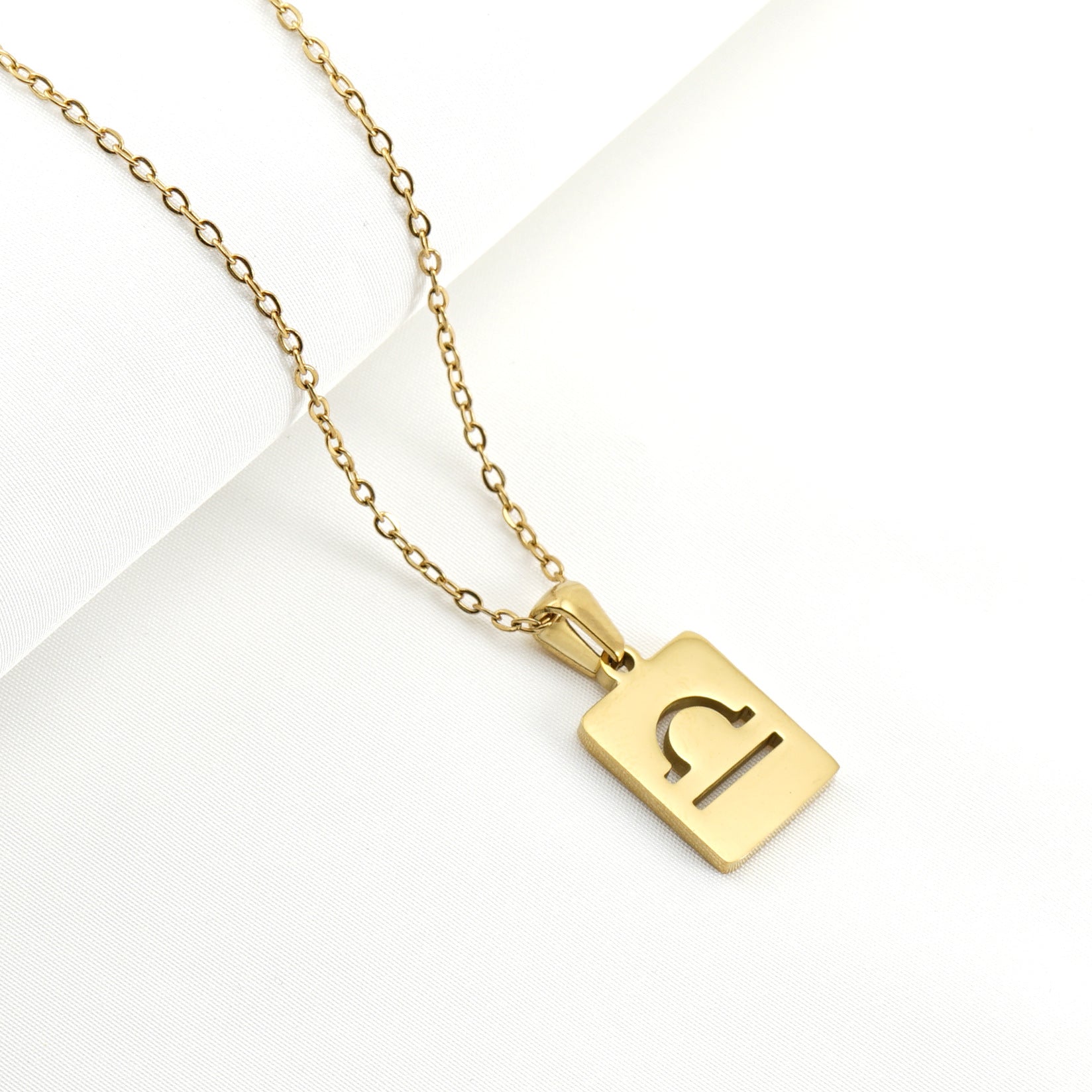 Wholesale Stainless Steel 18K Gold Square Hollow Twelve Constellation Pendants Necklaces
