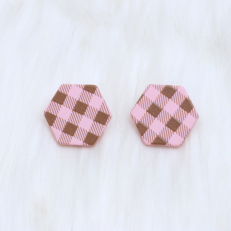 Wholesale Christmas Spray Painted Hexagonal Acrylic Earrings