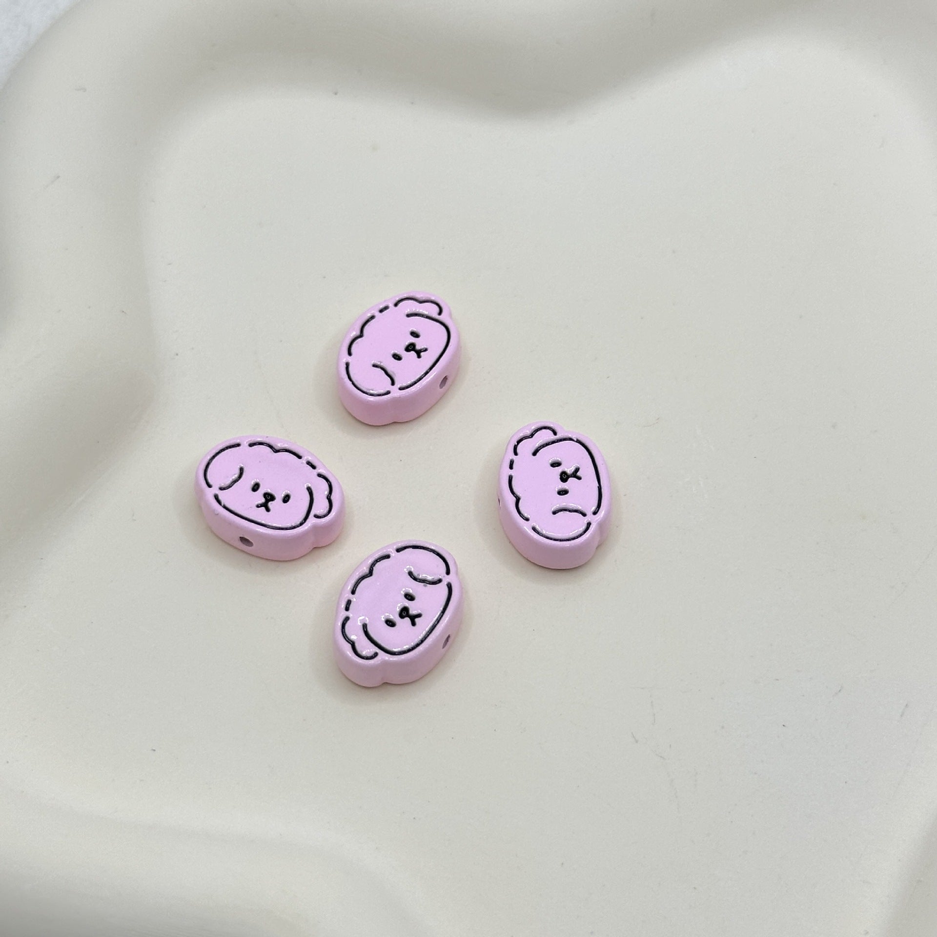 Wholesale 10pcs Alloy paint color cartoon puppy head line puppy beaded diy beads