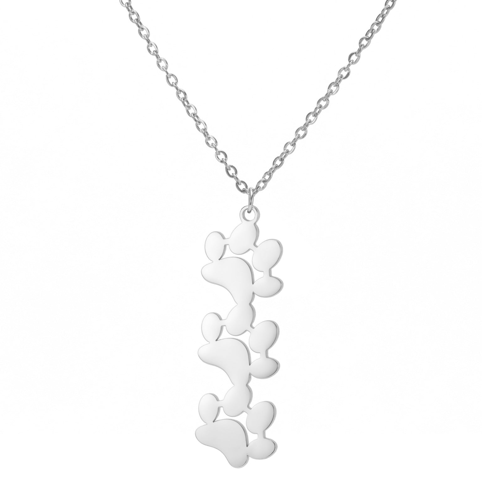 Wholesale Continuous Cat Paw Animal Footprint Pendant Stainless Steel Necklace