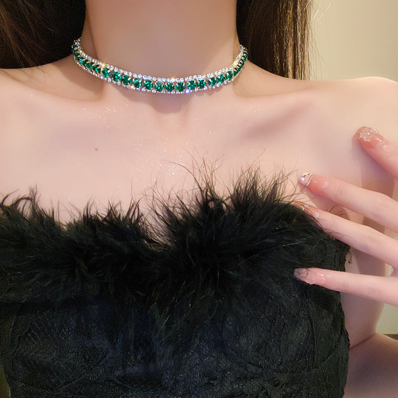 Wholesale Diamond Emerald Square Earrings and Necklace Set