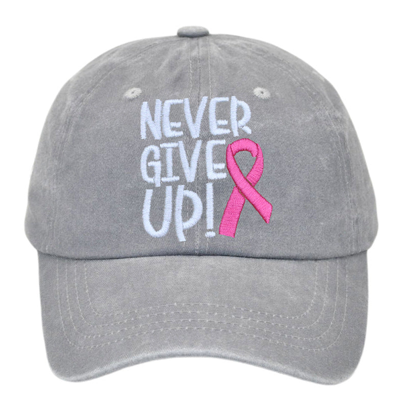 Wholesale Breast Ribbon Embroidery Washed Cotton Baseball Cap