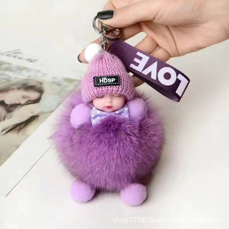 Wholesale Cute Fur Sleeping Doll Keychain