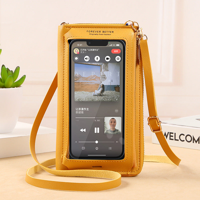Wholesale Touch Screen Mobile Phone Bag Multifunctional Transparent Mini PU Leather Bag