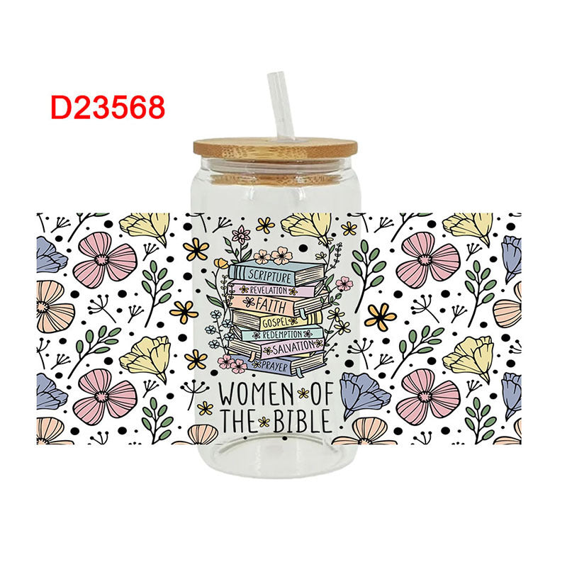 Wholesale Book Bible Bow 16oz Cup UV DTF Wraps