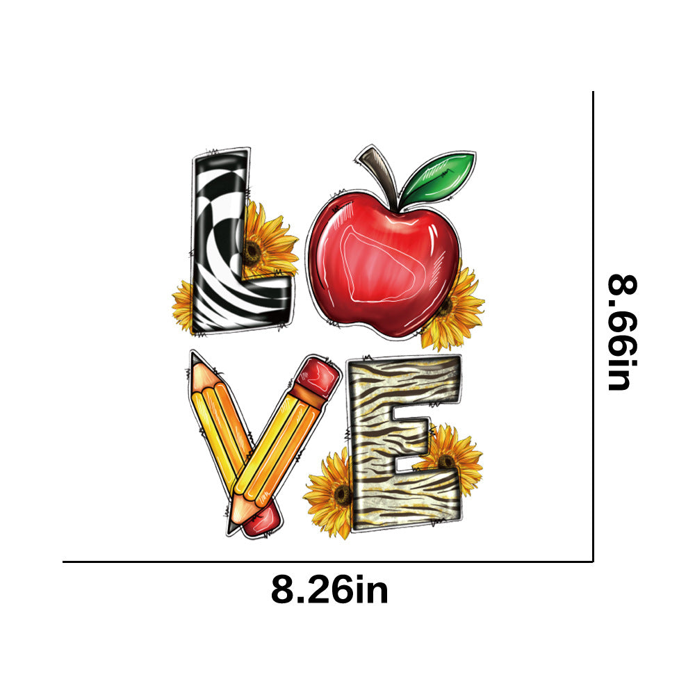 Wholesale Teacher's Day Pencil Rainbow UV DTF Ready to Press Transfers Wraps