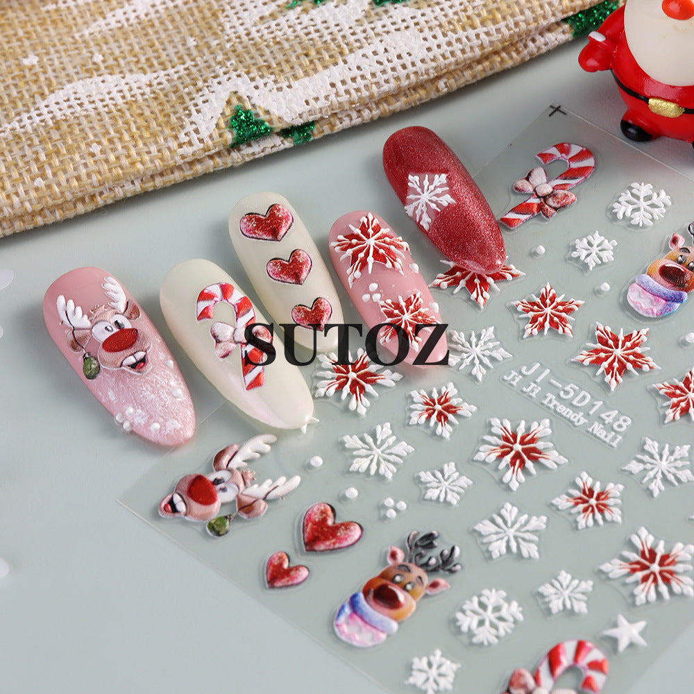 Wholesale Christmas 5D embossed nail art stickers