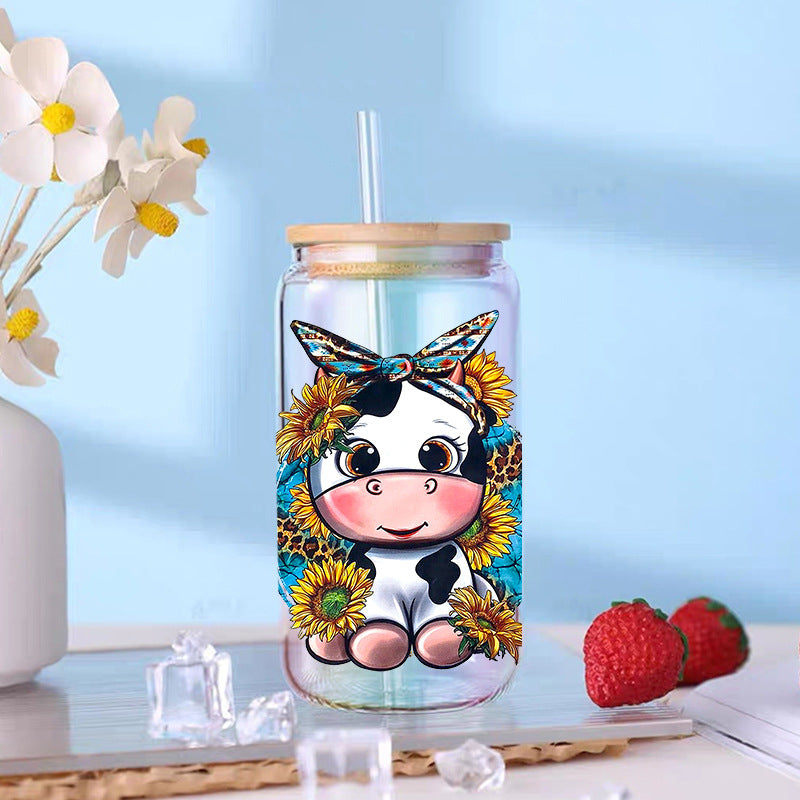 Wholesale Western style Little Cow   16oz Cup UV DTF Wraps