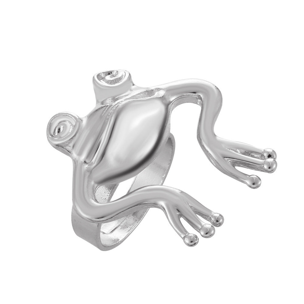 Wholesale Silver and gold diverse frog retro animal ring