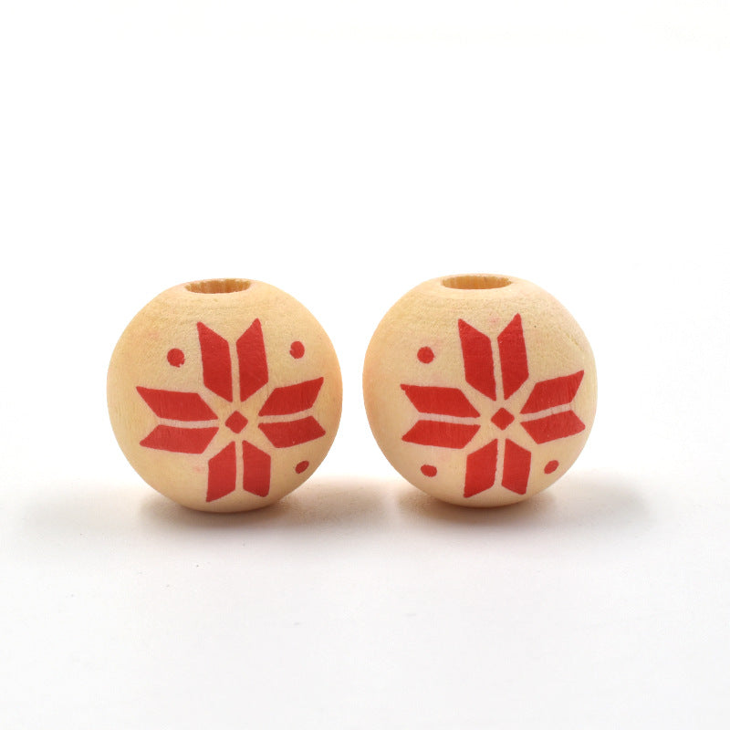 Wholesale 10PCS DIY Accessories  Christmas Colorfulful Snowflake Wood Beads