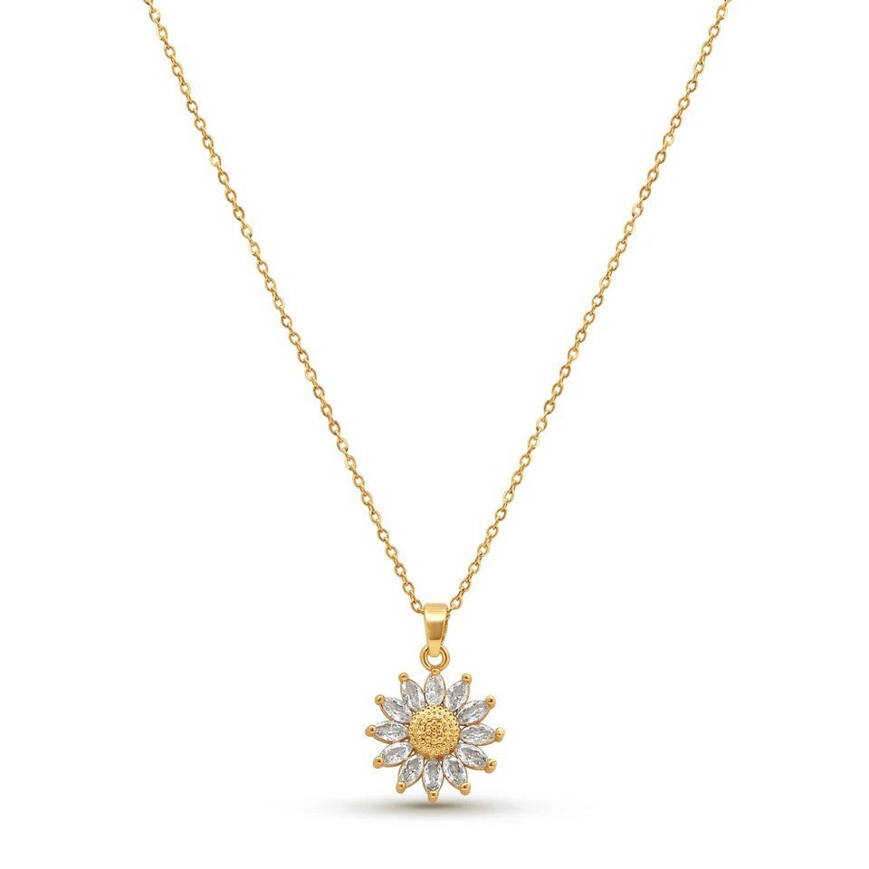 Wholesale Vintage Sunflower Copper Zirconium Clavicle Chain