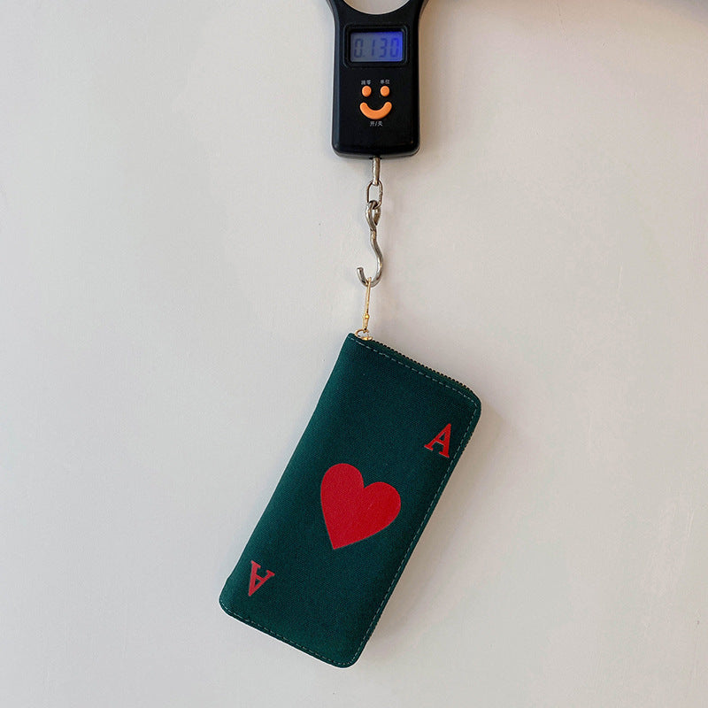 Wholesale Red Heart A Long Large Capacity Canvas Wallet