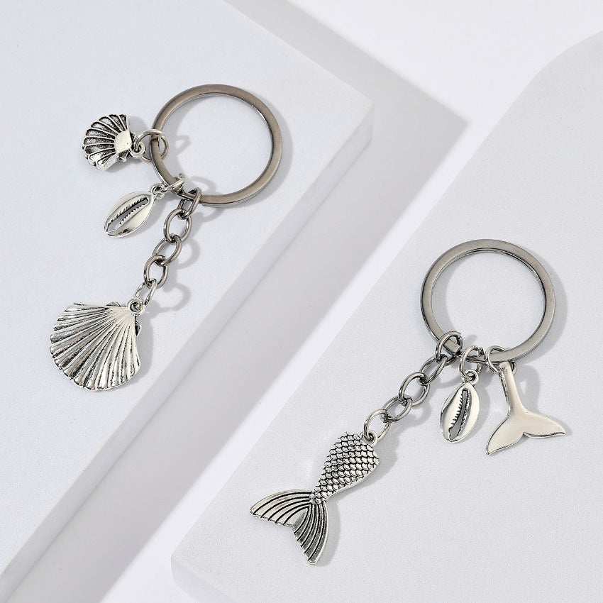 Llavero de cola de sirena de shell de aleación al por mayor