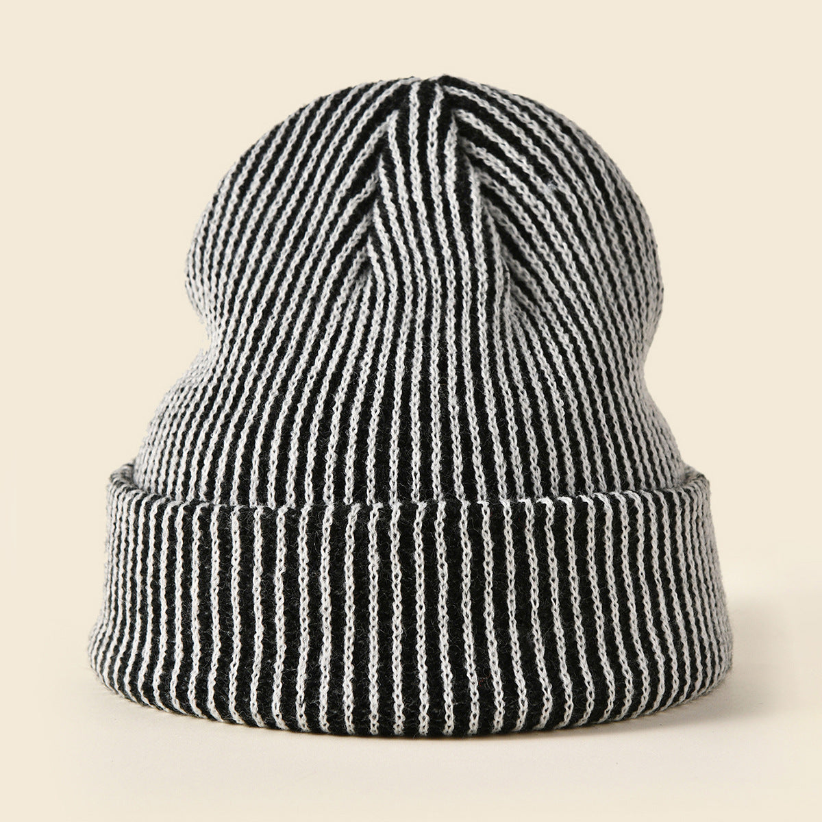 Wholesale Winter Striped Knitted Curled Brim Hats