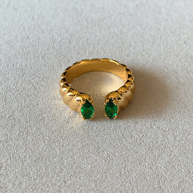 Wholesale Water Shell Inlay Autumn and Winter Trend Fashion Niche Design Light Luxury High-end Open Rings