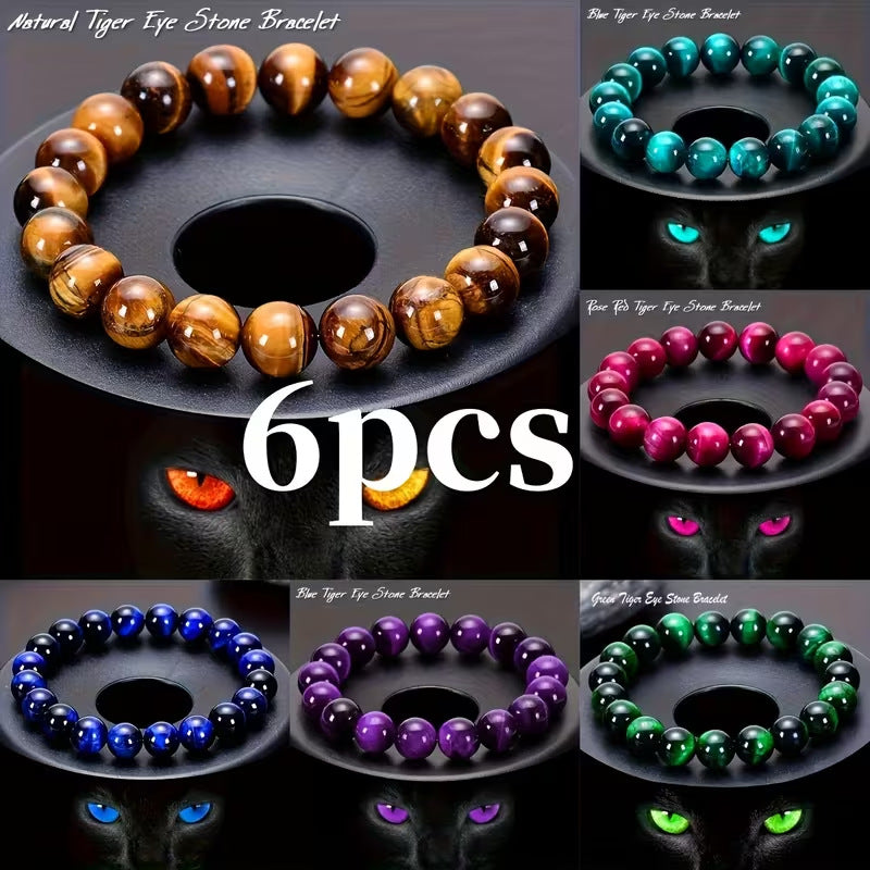 Wholesale Green Purple Sapphire Blue Red Rose Red Gold Lake Blue Yellow Tiger Eye Bracelet