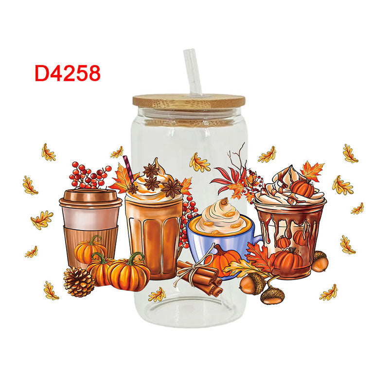 Wholesale Pumpkin Drink Thanksgiving Series 16oz Cup UV DTF Wraps