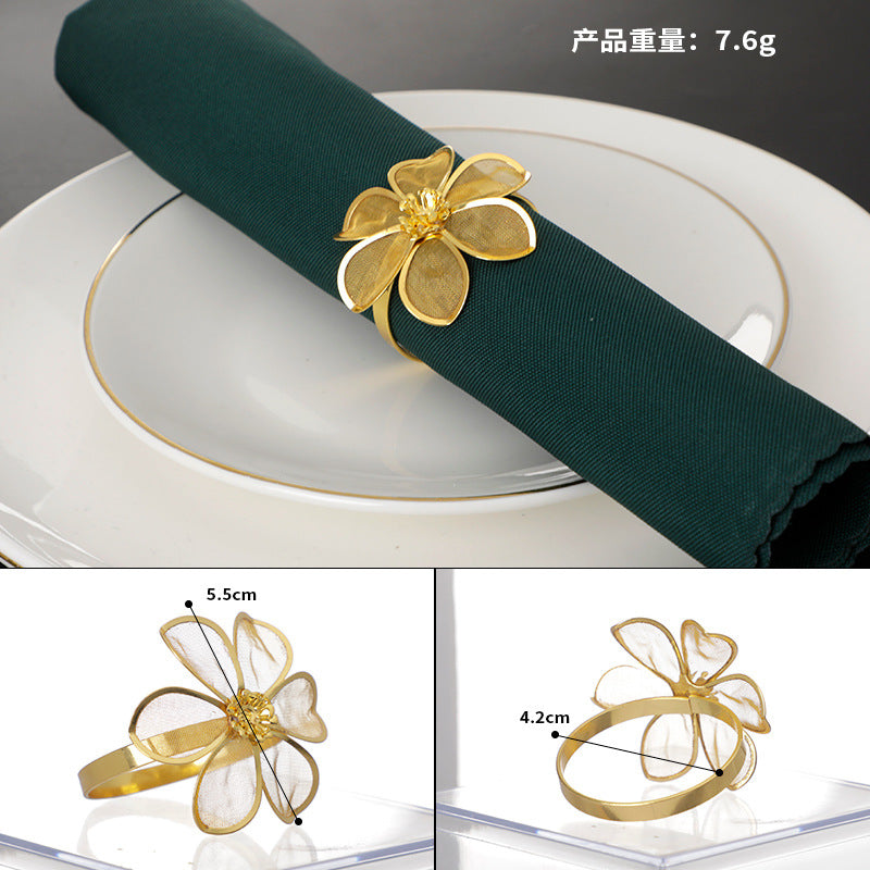 Wholesale Simulated Flower Stainless Steel Napkin Rings