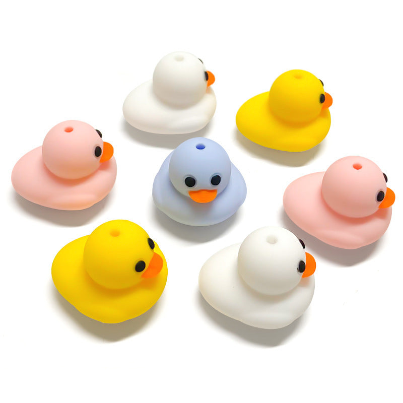 Wholesale 10pcs 3D Pure Color Little Yellow Duck Stereo  Focal Beads