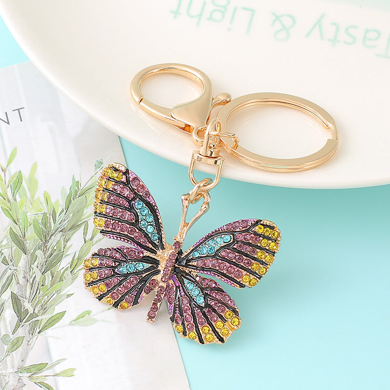 Wholesale Butterfly Diamond Inlaid Alloy Keychains