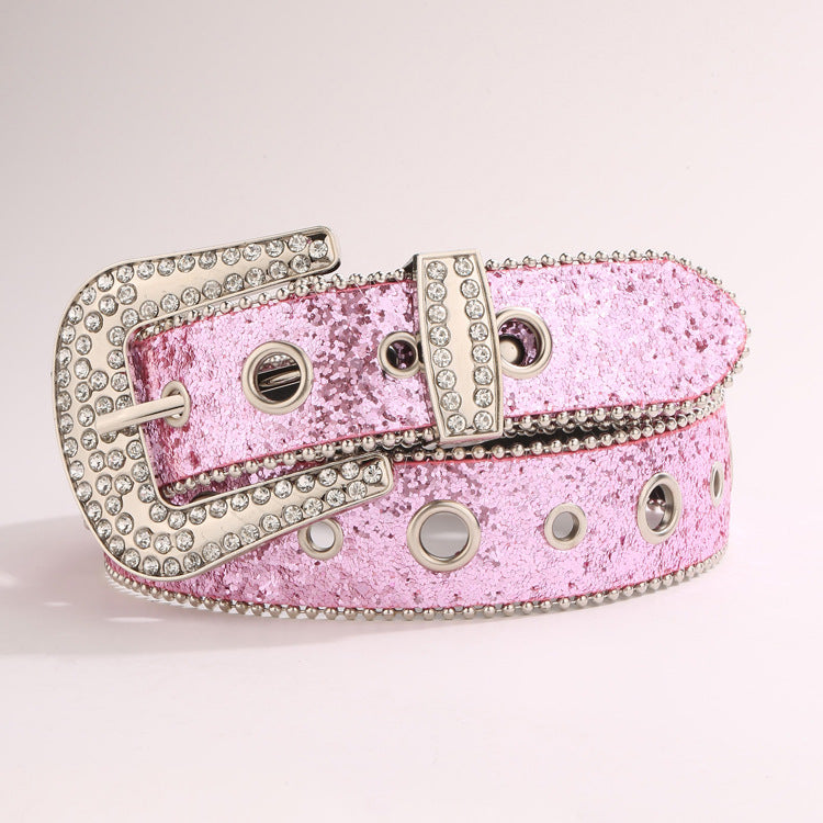 Wholesale Fashion Versatile Sequined Rhinestone Belt Jeans Decorative Belt
