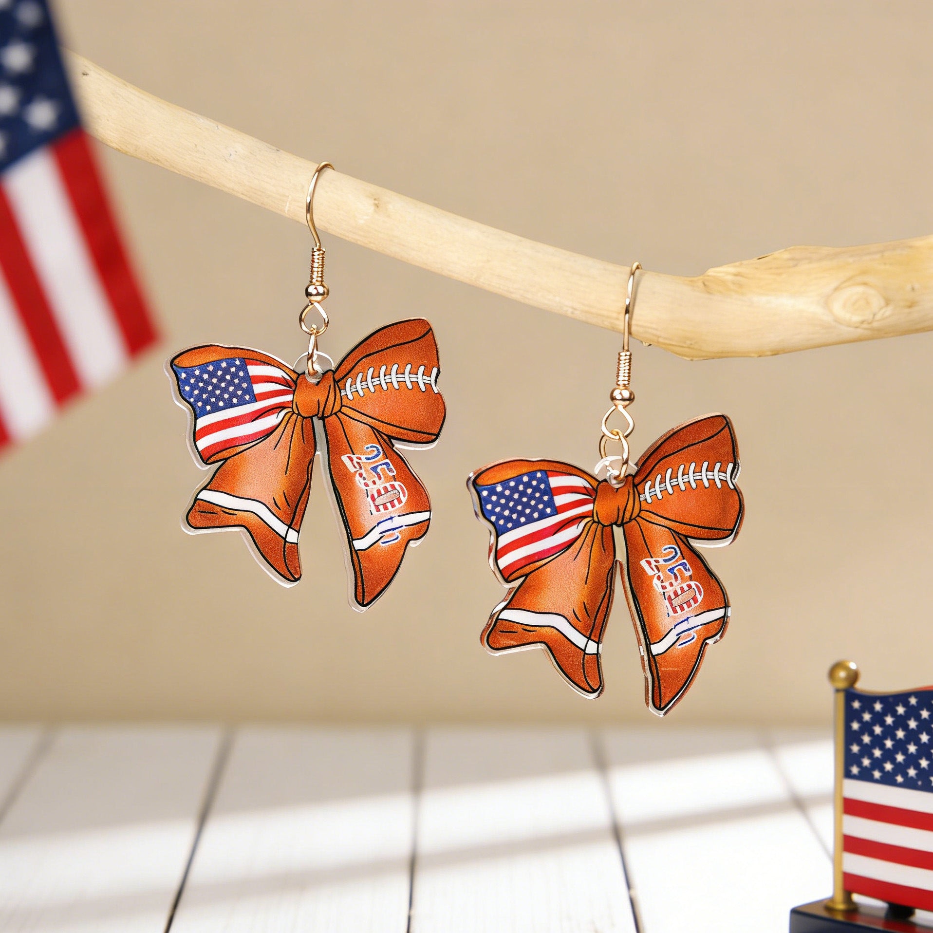Wholesale Independence Day Anniversary Love Star Spangled Banner Acrylic Earrings