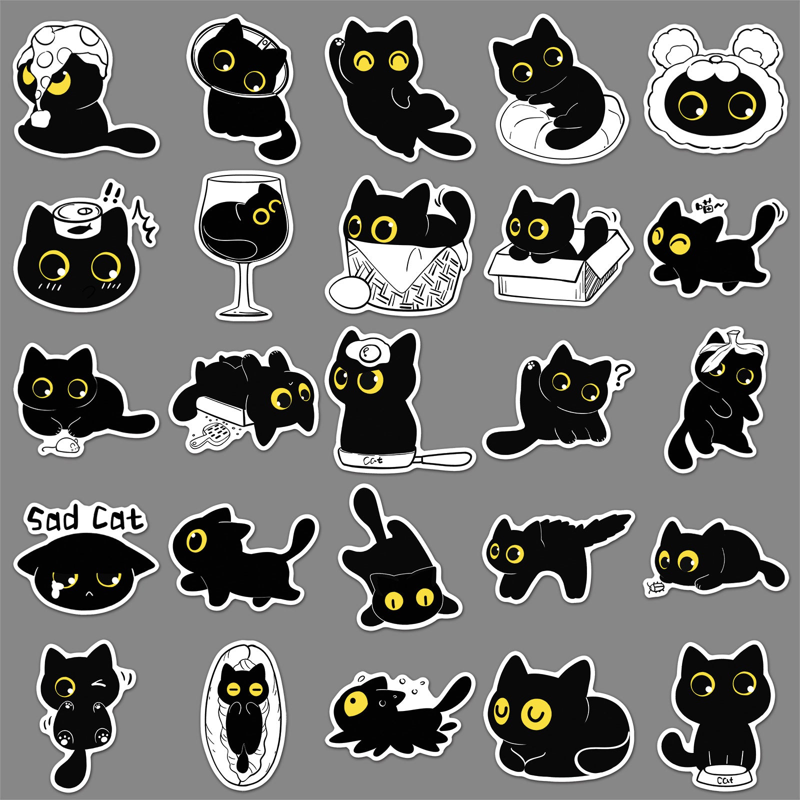 Wholesale 50 Cute Black Cat Stickers