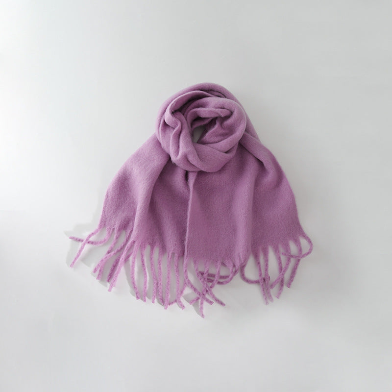 Wholesale Solid Tassel Thickened Warm Polyester Scarf