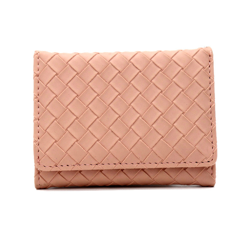 Wholesale PU Woven Pattern Three Fold Multi Card Ultra-thin Zero Wallet