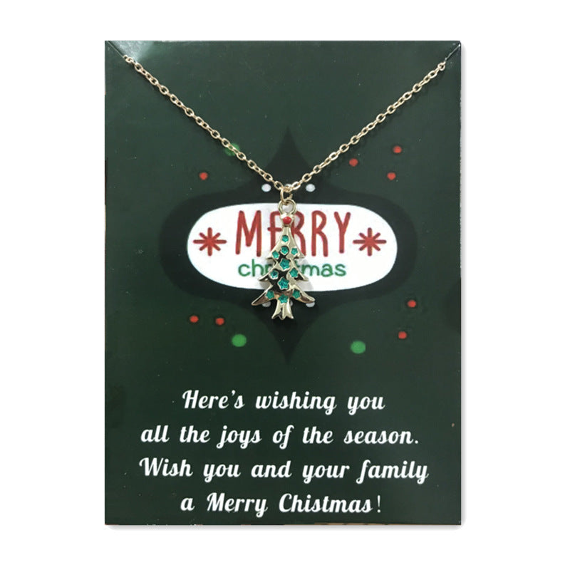 Wholesale Christmas Tree Pendant Card Necklace Clavicle Chain