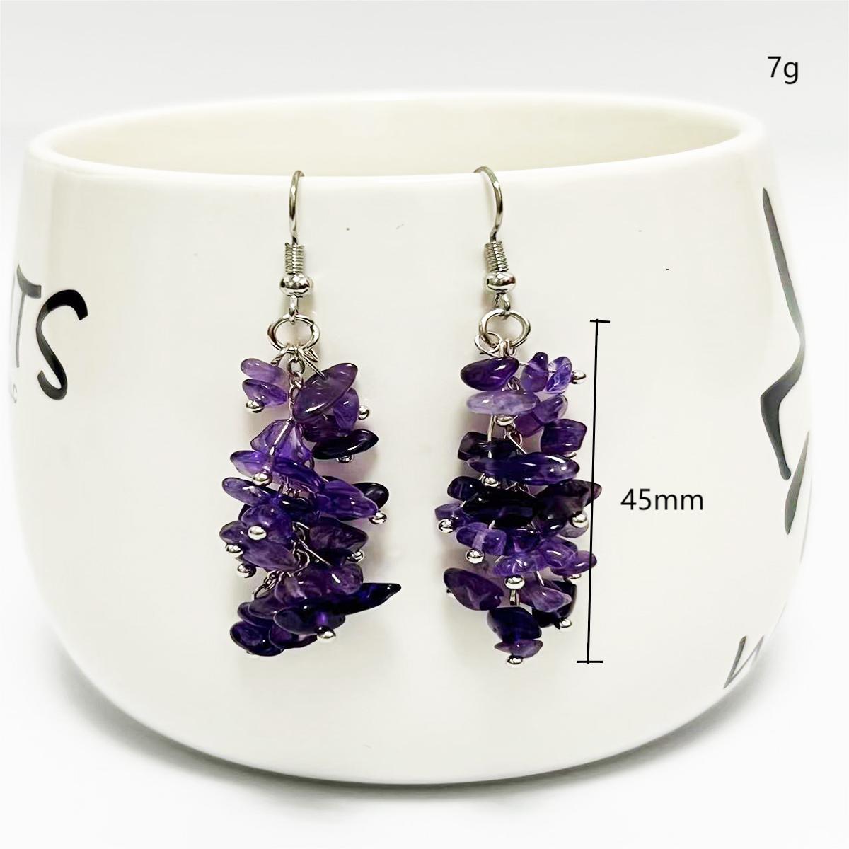 Wholesale Crystal Colorful Sweet Natural Crushed Stone Tassel Earrings