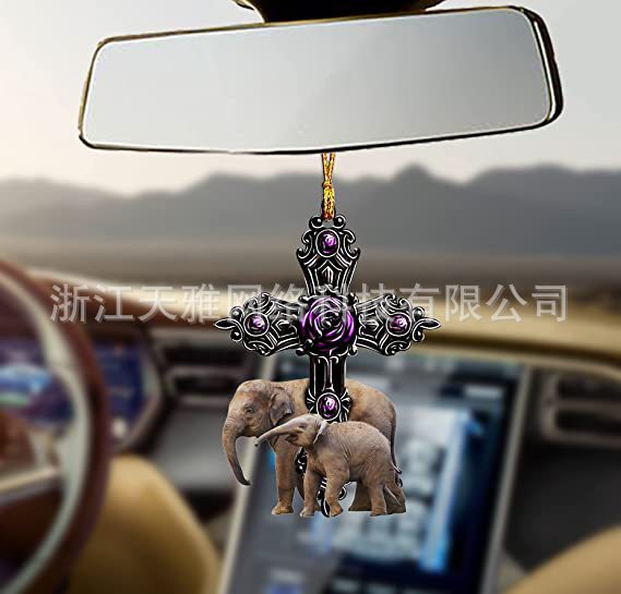 Wholesale Acrylic Fan with Elephant Car Hanging Decoration