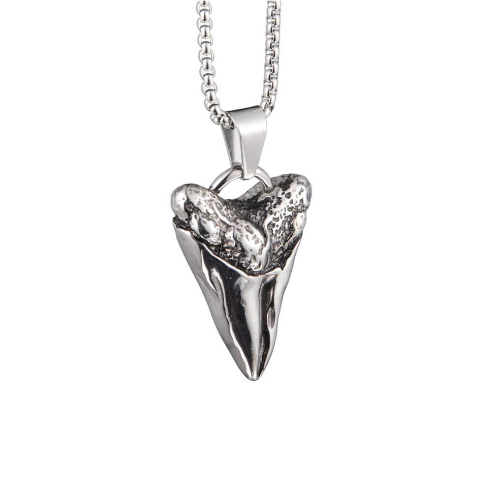 Wholesale Titanium Steel Shark Tooth Pendant Necklace Light Luxury Hip Hop Style Unisex Casual Jewelry For Everyday Wear Gift And Boutique Resale