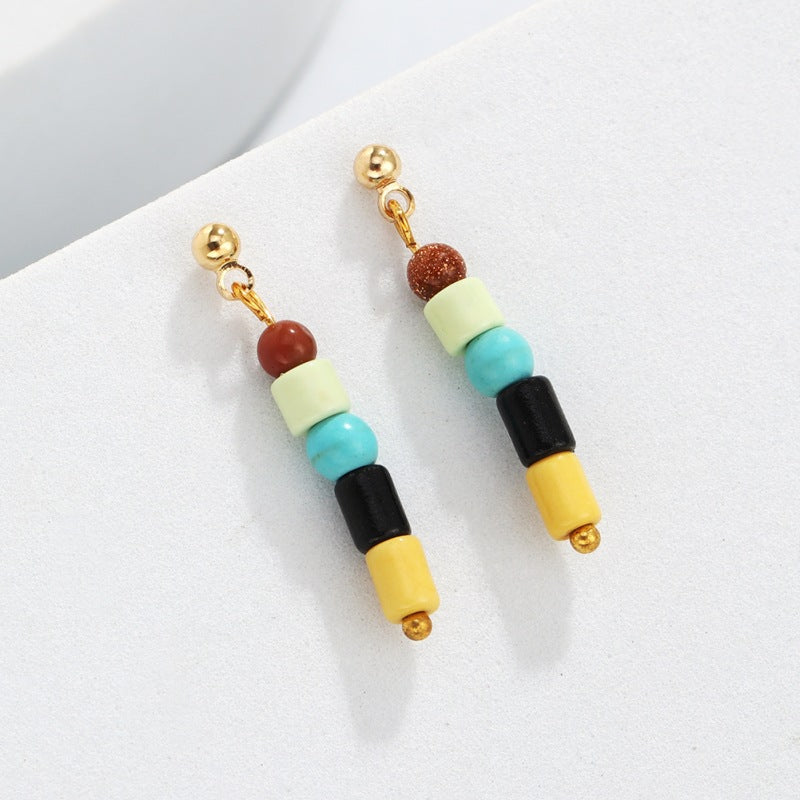 Wholesale Color Jade Crystal Beaded High-end Handmade Earrings
