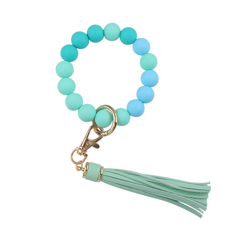 Wholesale Cartoon Solid Color Silicone Beaded Wrist Keychain