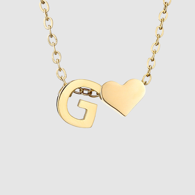 Wholesale Heart Letter Pendant Gold Plated Necklaces