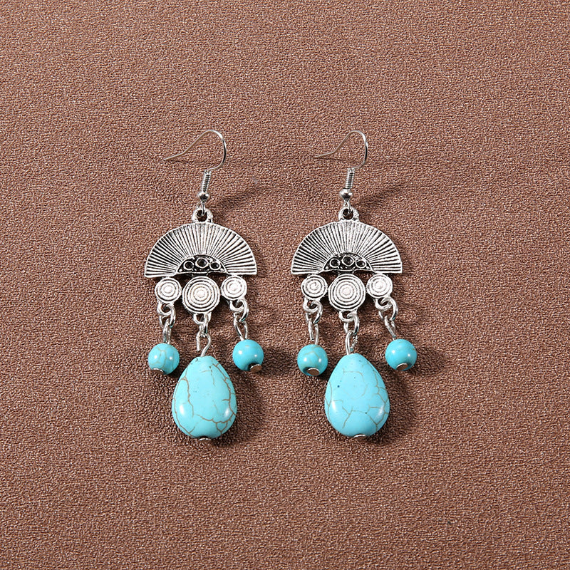 Wholesale Bohemian Tassel Turquoise Vintage Earrings