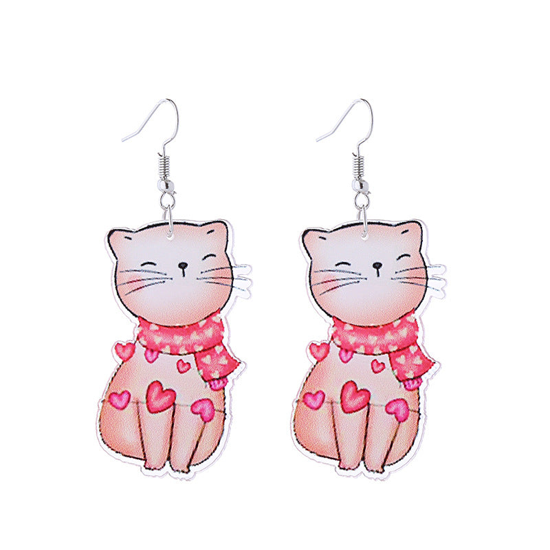Wholesale Pink Valentine's Day Cat Envelope Double Sided Acrylic Earrings
