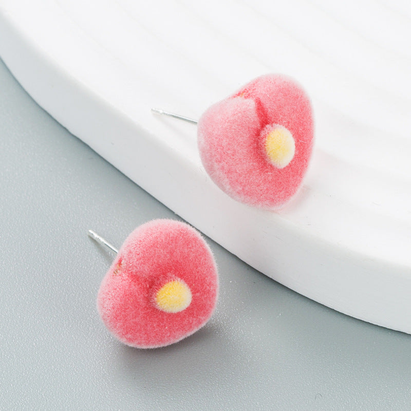 Wholesale Flocking Fruit Cute Fun Earrings