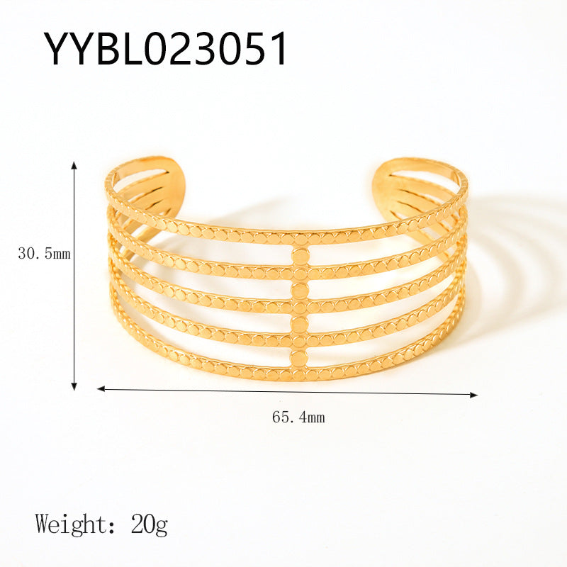 Wholesale Stainless Steel 18K Gold Plated Non-fading Open Vintage Titanium Steel Bracelet
