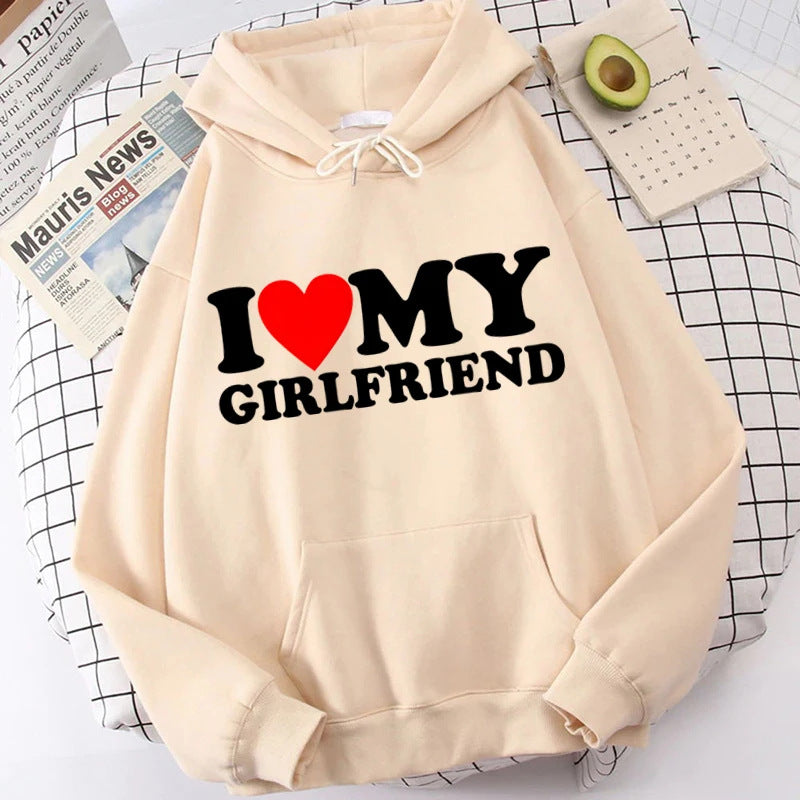Wholesale Valentine's Day I Love My Boyfriend Girlfriend Print Hoodie