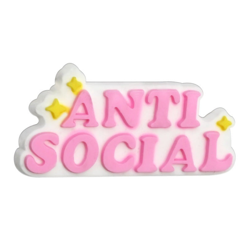 Wholesale Random 100pcs Colored phrase English through-hole Focal Beads