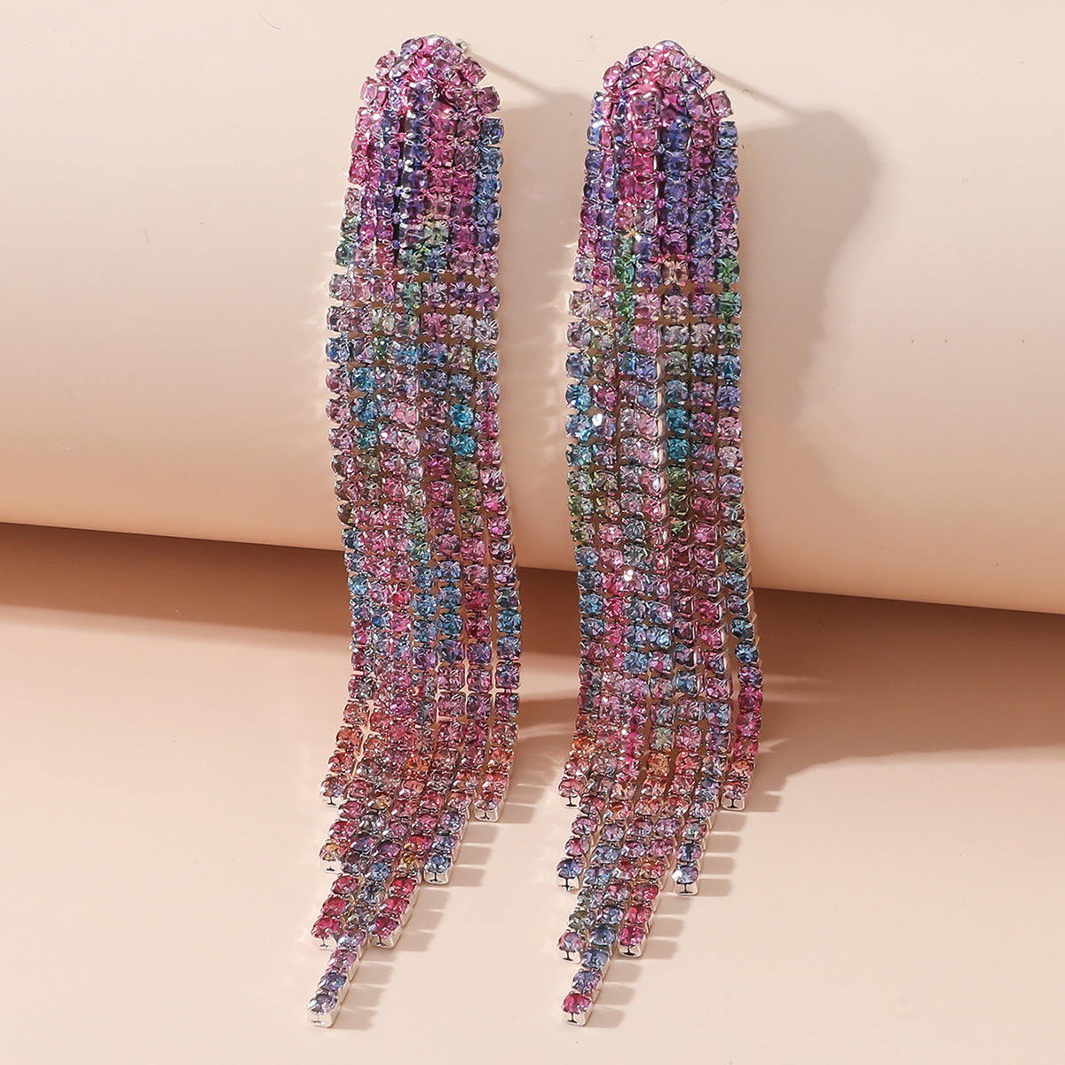 Wholesale Rainbow Colored with Diamonds Blingbling Alloy Earrings