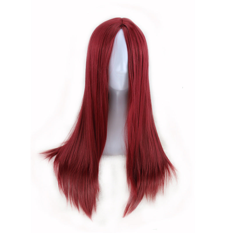 Wholesale Black Middle Part Long Straight Hair Ladies Chemical Fiber High Temperature Wigs